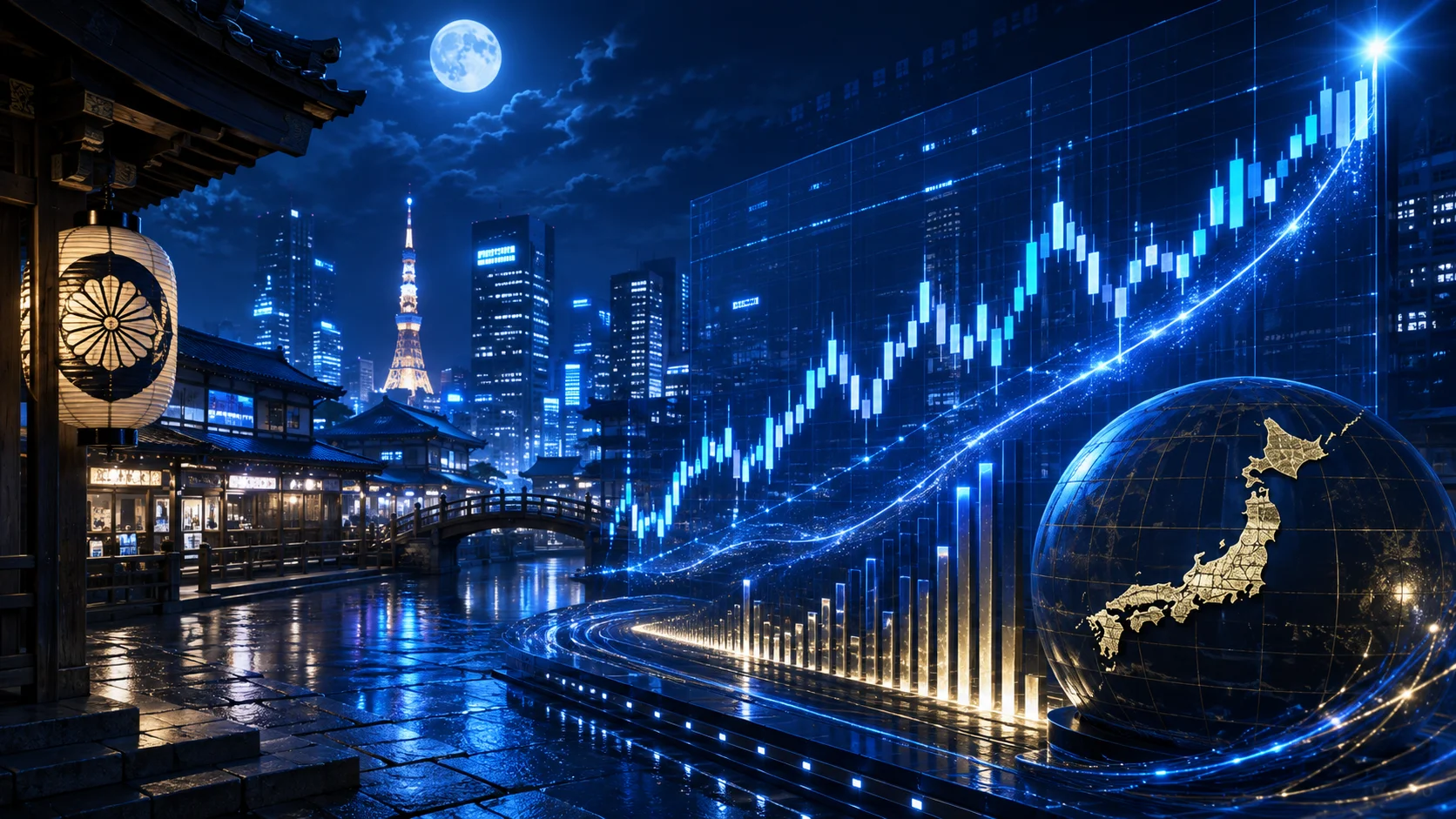 夜間の日経225先物取引を表す金融市場ビジュアル