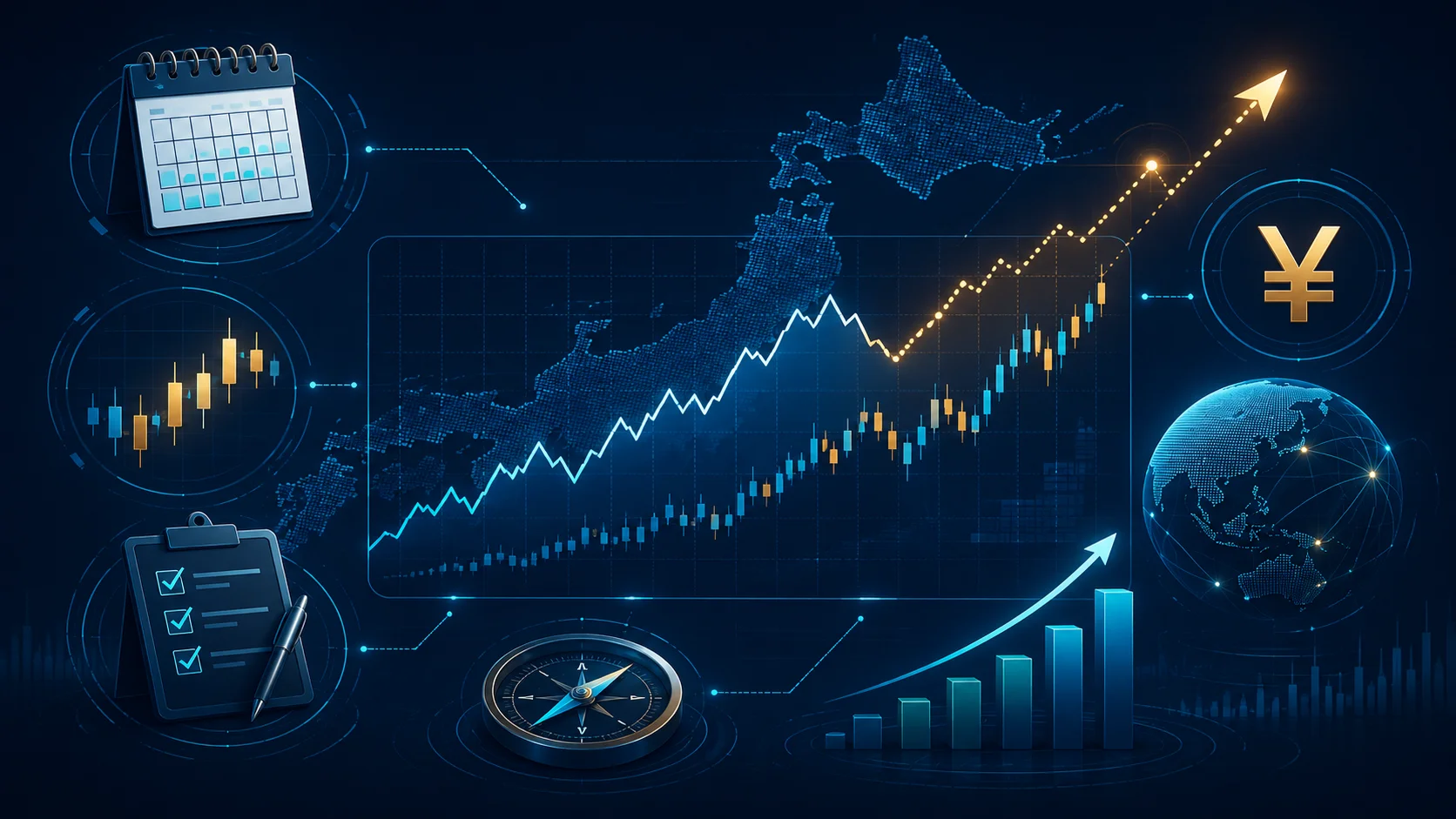 日経平均の予想材料を表す金融市場ビジュアル